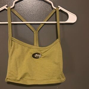 Olive Green Ribbed Crop Top